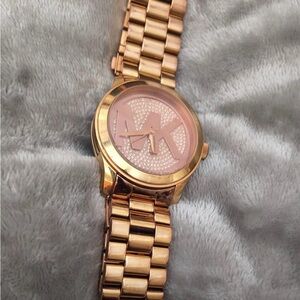 Michael Kors Rose Gold Tone Logo Dial Bracelet Watch